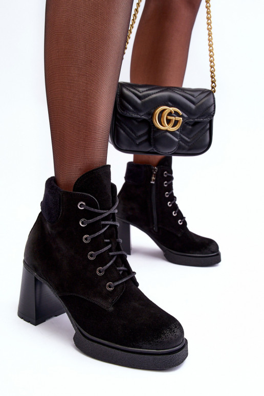 Botas de gamuza con cordones con tacones de color negro Lemar Flomes