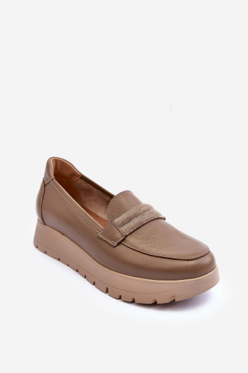 Zapatos de piel con plataforma y adornos color arena Lemar Lehira 2