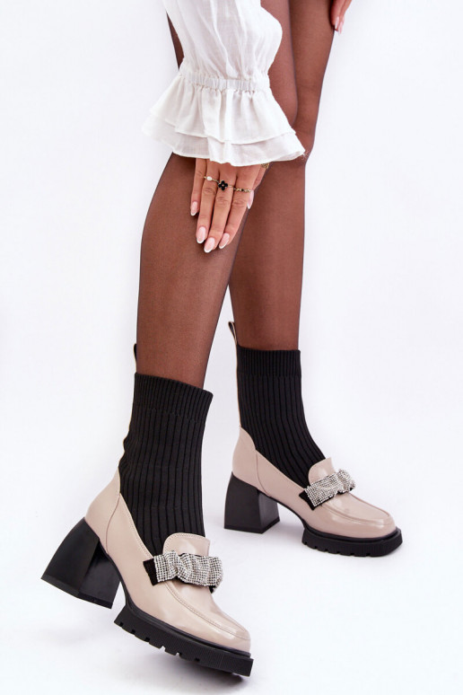 Botas de mujer Desde Skarpet con tacones beige S.Barski MR870-41 Botas de mujer Desde Skarpet con tacones beige S.Barski MR870-41