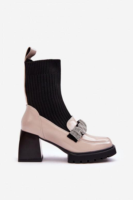 Botas de mujer Desde Skarpet con tacones beige S.Barski MR870-41 Botas de mujer Desde Skarpet con tacones beige S.Barski MR870-41