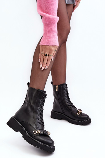 Botas de mujer botas altas de montar con adornos de color negro S.Barski MR870-68 2