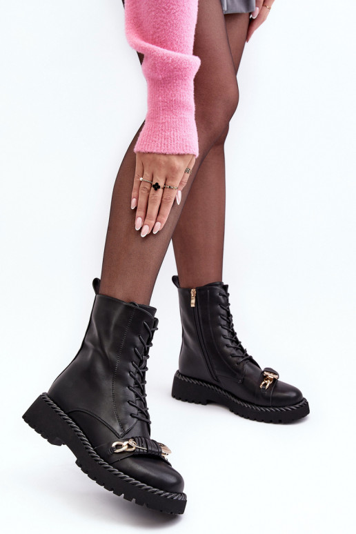 Botas de mujer botas altas de montar con adornos de color negro S.Barski MR870-68