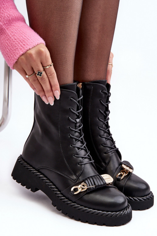 Botas de mujer botas altas de montar con adornos de color negro S.Barski MR870-68