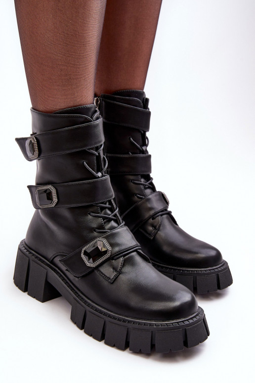 botas altas de montar Botas de mujer de piel natural. de color negro S.Barski MR870-62