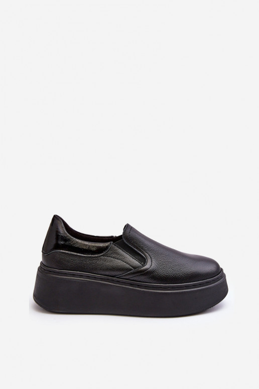 Piel zapatillas Femenino con una plataforma de color negro Lemar Tiene quenish