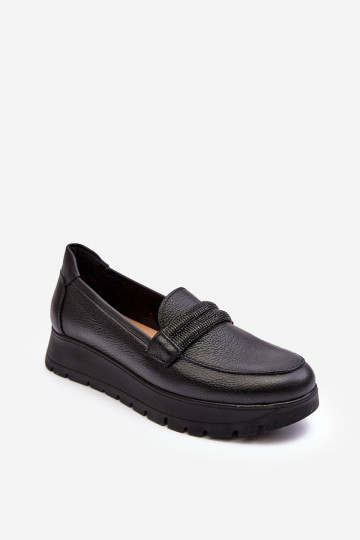 Zapatos de cuero con plataforma y adornos color negro Lemar Lehira 2