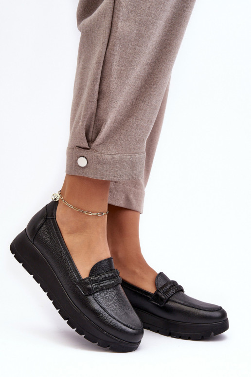 Piel zapatos con una plataforma con adornos de color negro Lemar Lehira Piel zapatos con una plataforma con adornos de color negro Lemar Lehira