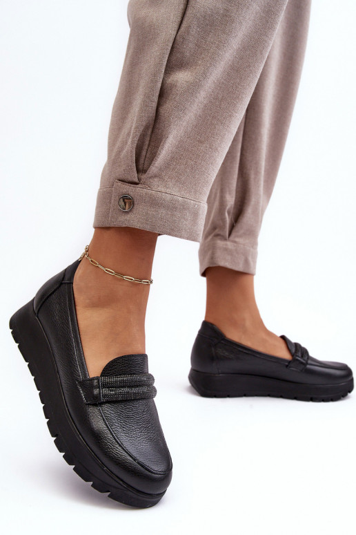 Piel zapatos con una plataforma con adornos de color negro Lemar Lehira Piel zapatos con una plataforma con adornos de color negro Lemar Lehira