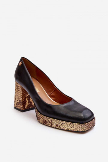 De moda Piel Zapatos Laura Messi 2599 de color negro 2