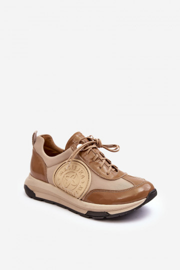 Femenino zapatillas Piel Tiene queciejka 06295-04 beige 2