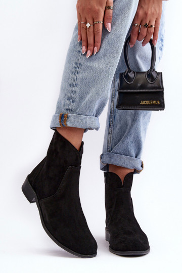 Zapatos de gamuza Femenino con cremalleras de color negro Nicole 2829