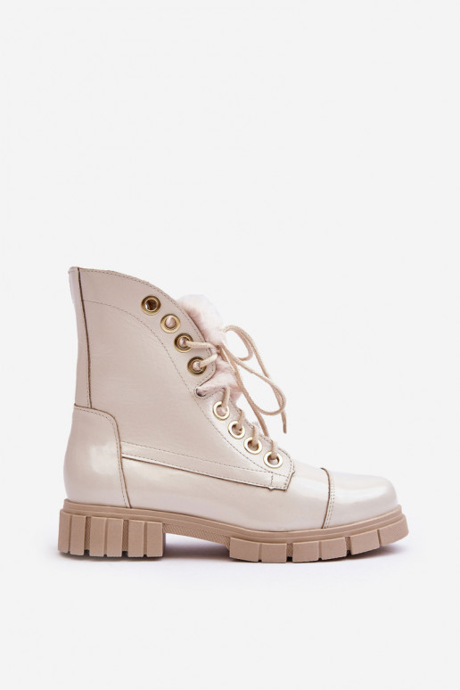 Piel Botas de mujer con un abrigo de piel color marfil LeAski 3296 Piel Botas de mujer con un abrigo de piel color marfil LeAski 3296