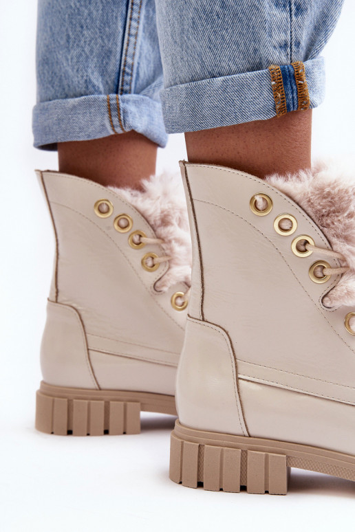 Piel Botas de mujer con un abrigo de piel color marfil LeAski 3296 Piel Botas de mujer con un abrigo de piel color marfil LeAski 3296