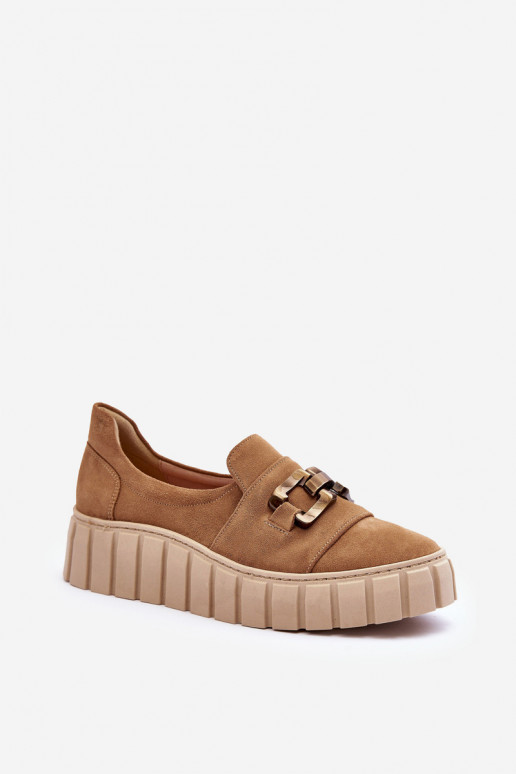 de gamuza zapatos Femenino con una plataforma con adornos beige LeAski 3398 de gamuza zapatos Femenino con una plataforma con adornos beige LeAski 3398