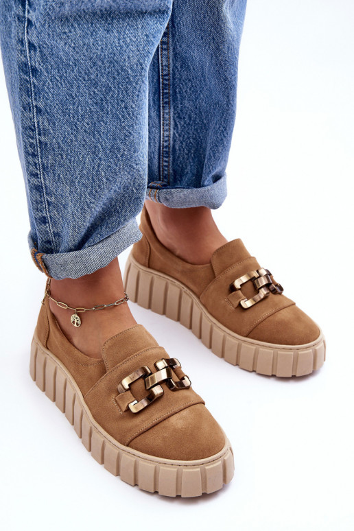 de gamuza zapatos Femenino con una plataforma con adornos beige LeAski 3398 de gamuza zapatos Femenino con una plataforma con adornos beige LeAski 3398