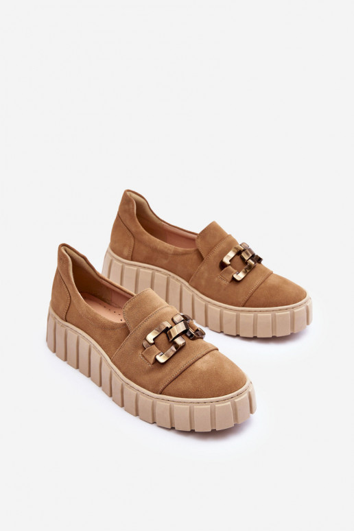 de gamuza zapatos Femenino con una plataforma con adornos beige LeAski 3398 de gamuza zapatos Femenino con una plataforma con adornos beige LeAski 3398
