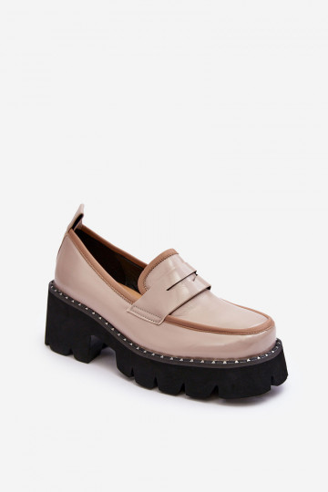 Mocasines de cuero para mujer D&A MR870-32 color arena