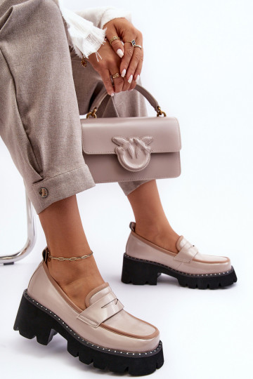 Mocasines de cuero para mujer D&A MR870-32 color arena 2