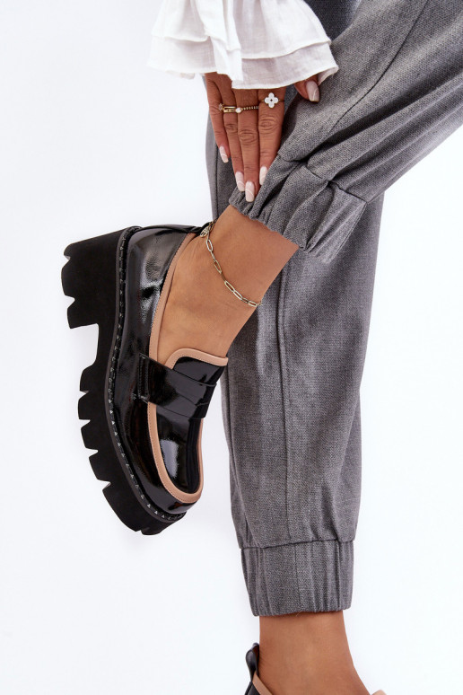 Piel Femenino Mocasines D&A MR870-32 de color negro