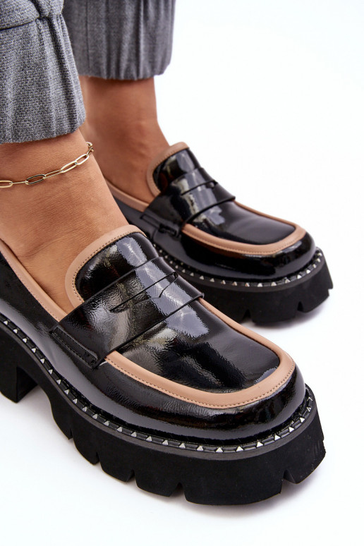 Piel Femenino Mocasines D&A MR870-32 de color negro