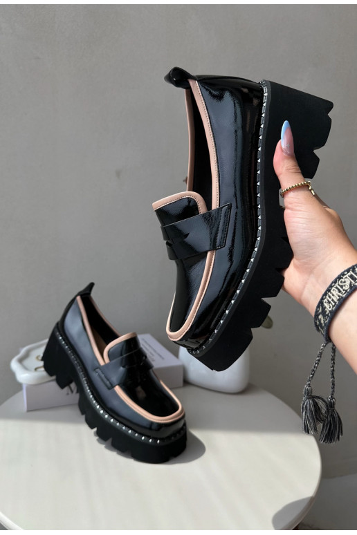 Piel Femenino Mocasines D&A MR870-32 de color negro