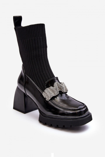Botines para mujer con caña tipo calcetín y tacones D&A MR870-41 color negro 2