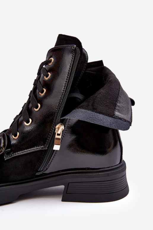 De moda Femenino Botas con cremalleras con hermosos detalles D&A MR870-76 de color negro