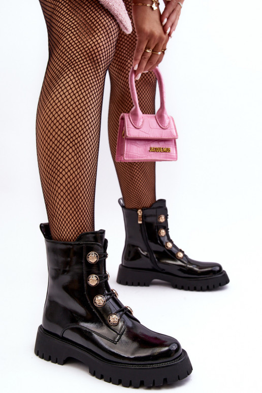 Femenino calentamiento Botas Con decoracionesi Guzikami D&A MR870-51 de color negro