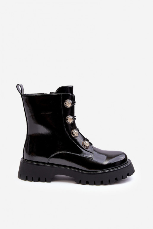 Femenino calentamiento Botas Con decoracionesi Guzikami D&A MR870-51 de color negro