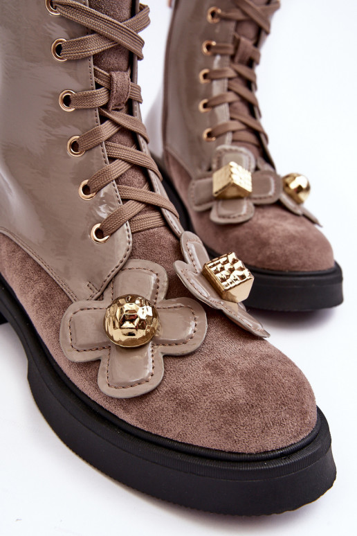 De moda Femenino Botas con cremalleras con hermosos detalles D&A MR870-76 gris-color marrón