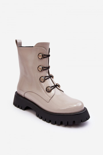 Femenino calentamiento Botas Con decoracionesi Guzikami D&A MR870-51 color marfil 2