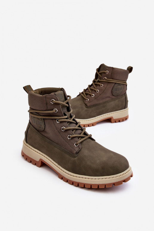 Tiene quesculino Botas zapatos Memory Foam de color caqui Big Star KK174205 Tiene quesculino Botas zapatos Memory Foam de color caqui Big Star KK174205