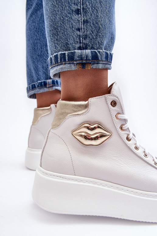 Zapatos de ocio Alto con cremalleras Lemar el color blanco Katerin