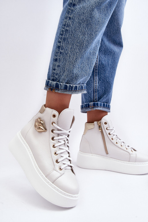 Zapatos de ocio Alto con cremalleras Lemar el color blanco Katerin