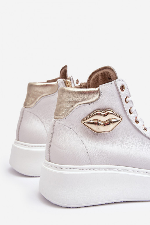 Zapatos de ocio Alto con cremalleras Lemar el color blanco Katerin