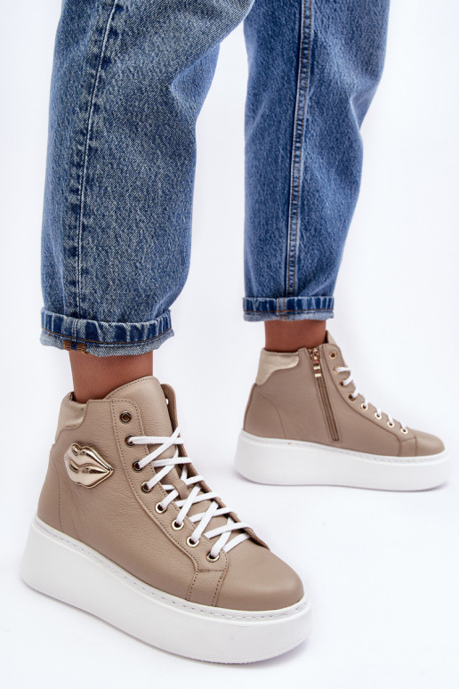 Zapatos de ocio Alto con cremalleras Lemar beige Katerin Zapatos de ocio Alto con cremalleras Lemar beige Katerin