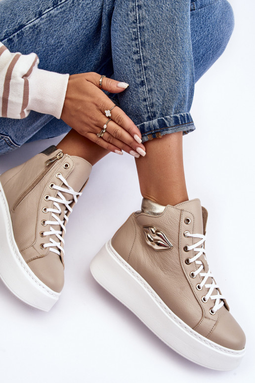 Zapatos de ocio Alto con cremalleras Lemar beige Katerin Zapatos de ocio Alto con cremalleras Lemar beige Katerin