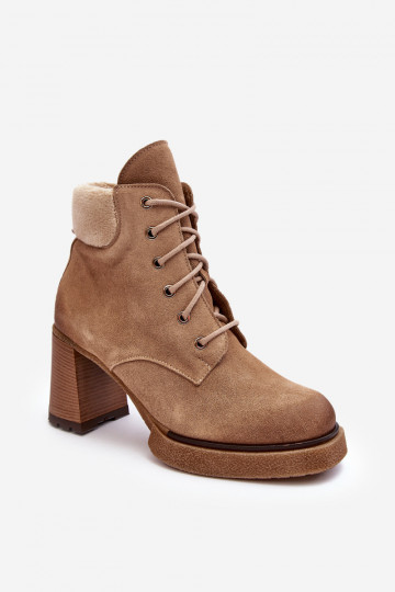Botas de gamuza con cordones con tacones beige Lemar Flomes 2