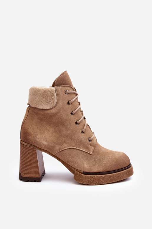 Botas de gamuza con cordones con tacones beige Lemar Flomes Botas de gamuza con cordones con tacones beige Lemar Flomes