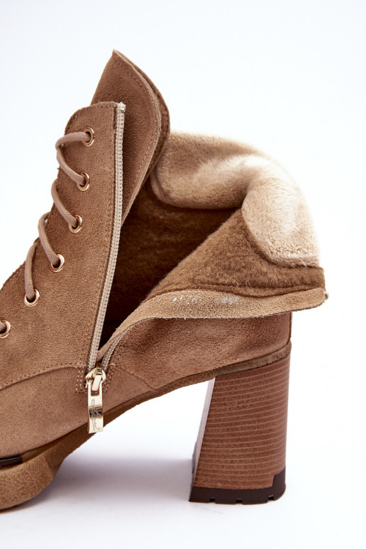 Botas de gamuza con cordones con tacones beige Lemar Flomes Botas de gamuza con cordones con tacones beige Lemar Flomes