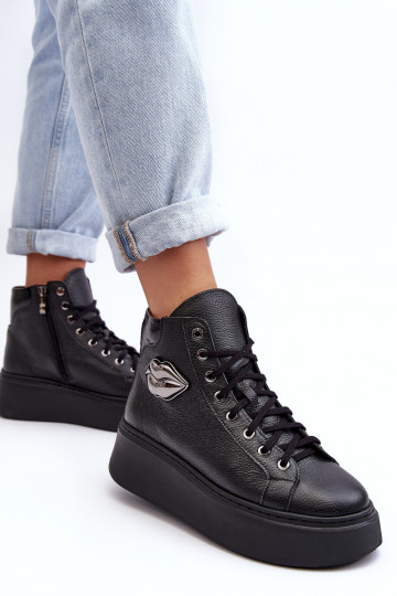 Zapatillas altas de ocio con cremalleras Lemar color negro Katerin