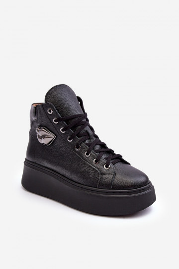 Zapatillas altas de ocio con cremalleras Lemar color negro Katerin 2