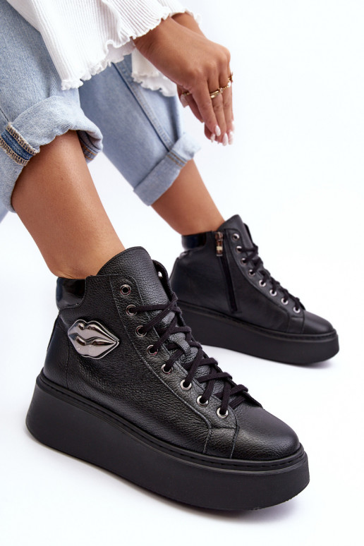 Zapatos de ocio Alto con cremalleras Lemar de color negro Katerin