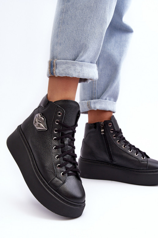 Zapatos de ocio Alto con cremalleras Lemar de color negro Katerin