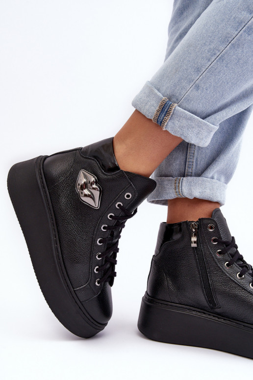 Zapatos de ocio Alto con cremalleras Lemar de color negro Katerin