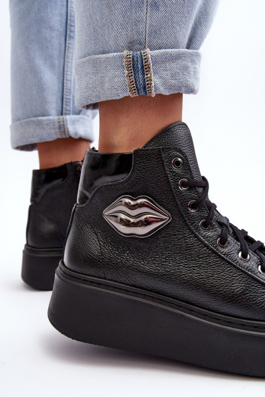 Zapatos de ocio Alto con cremalleras Lemar de color negro Katerin