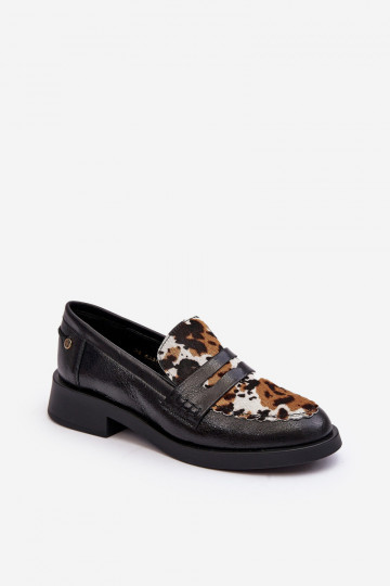 Mocasines femeninos de cuero Tai turiciejka 06250-01 color negro 2