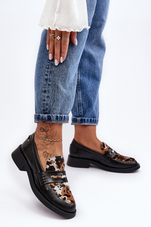 Piel zapatos mocasines de mujer Tiene queciejka 06250-01 de color negro Piel zapatos mocasines de mujer Tiene queciejka 06250-01 de color negro