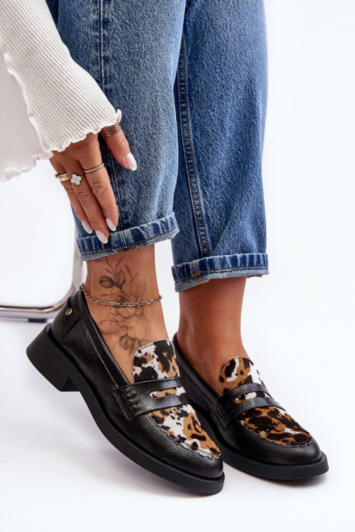 Piel zapatos mocasines de mujer Tiene queciejka 06250-01 de color negro Piel zapatos mocasines de mujer Tiene queciejka 06250-01 de color negro