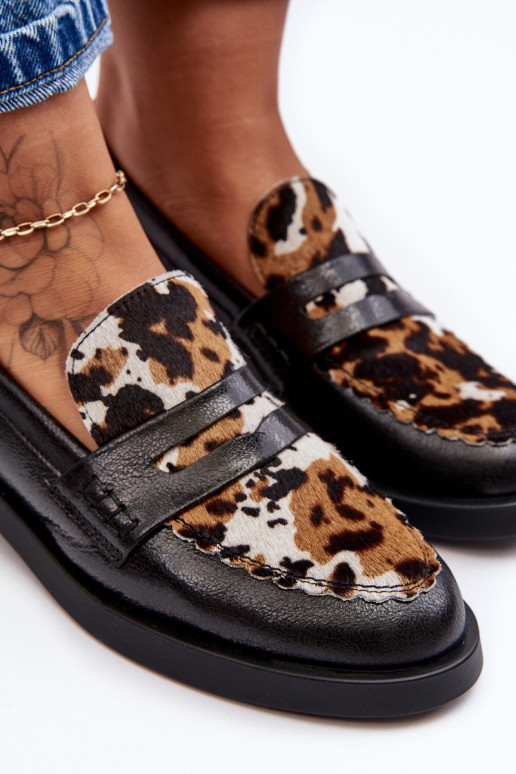 Piel zapatos mocasines de mujer Tiene queciejka 06250-01 de color negro Piel zapatos mocasines de mujer Tiene queciejka 06250-01 de color negro